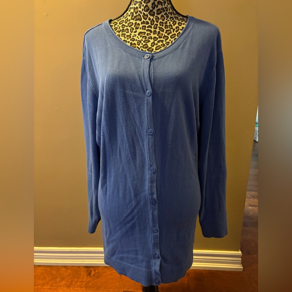 CJ Banks Ladies Periwinkle Blue Cardigan 3X